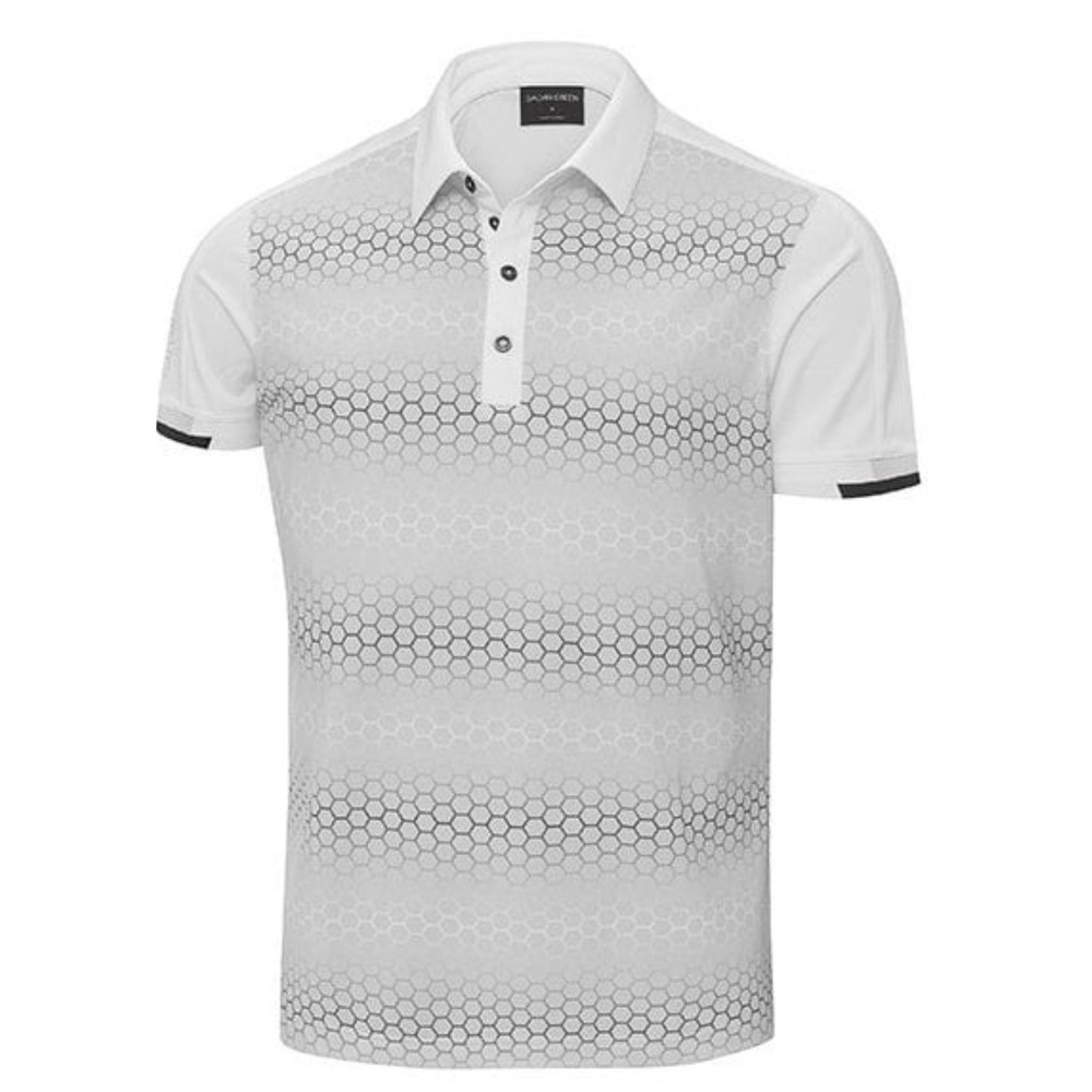 Galvin Green Golf Polo Mens XL White Grey Hexagon Geometric Ventil8 Short Sleeve